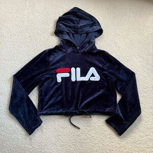 Fila cropped velour hoodie